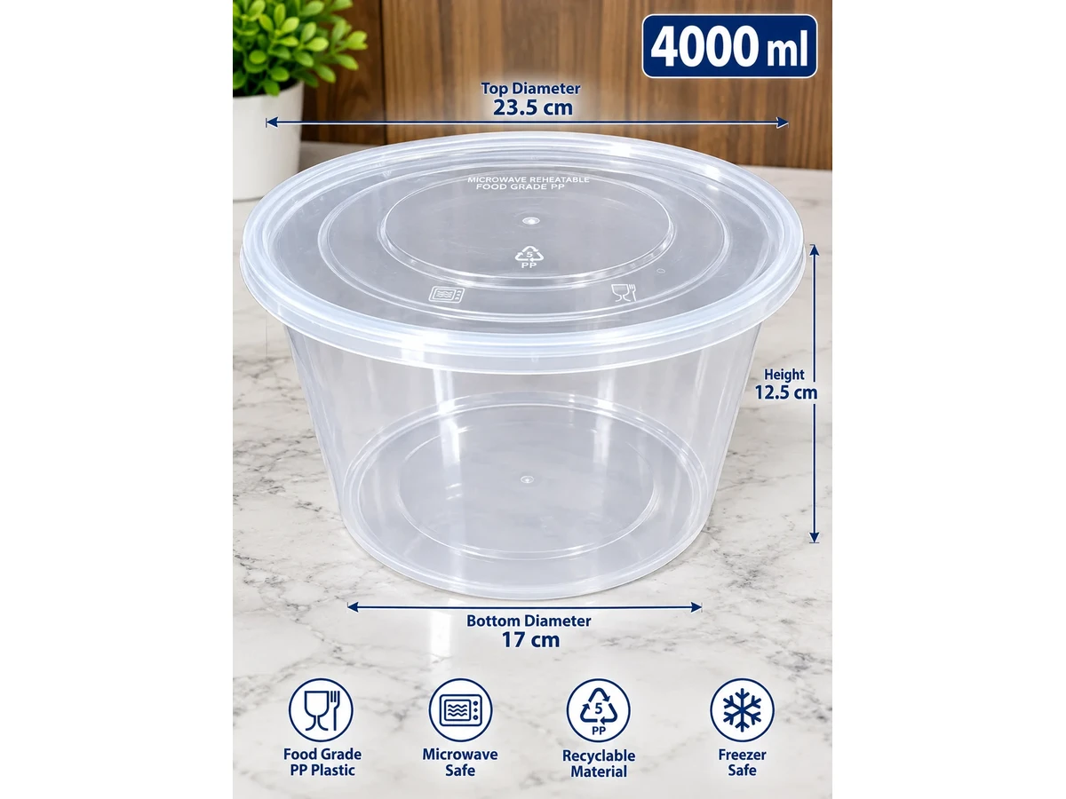 Clear 4000ml Container plastic available from Rehbar Packages in Lahore