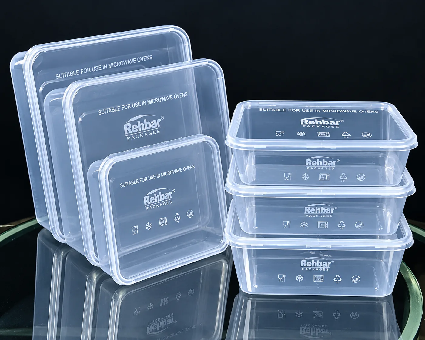 Rehbar Packages branded clear plastic food containers — Plastic Container series